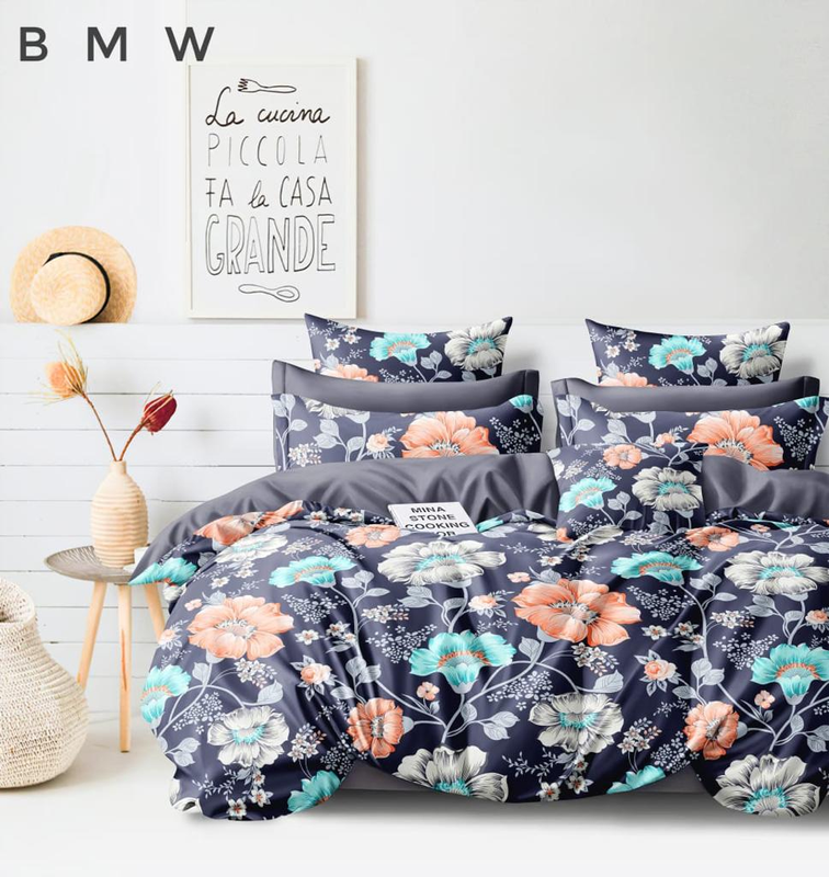 BMW Polycotton Printed Double Bedsheet with two pillow cover ( 90"X100")